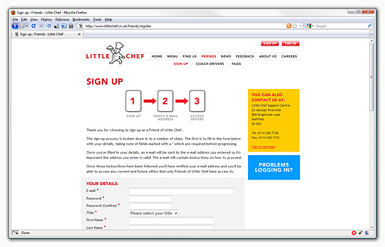 Little Chef signup